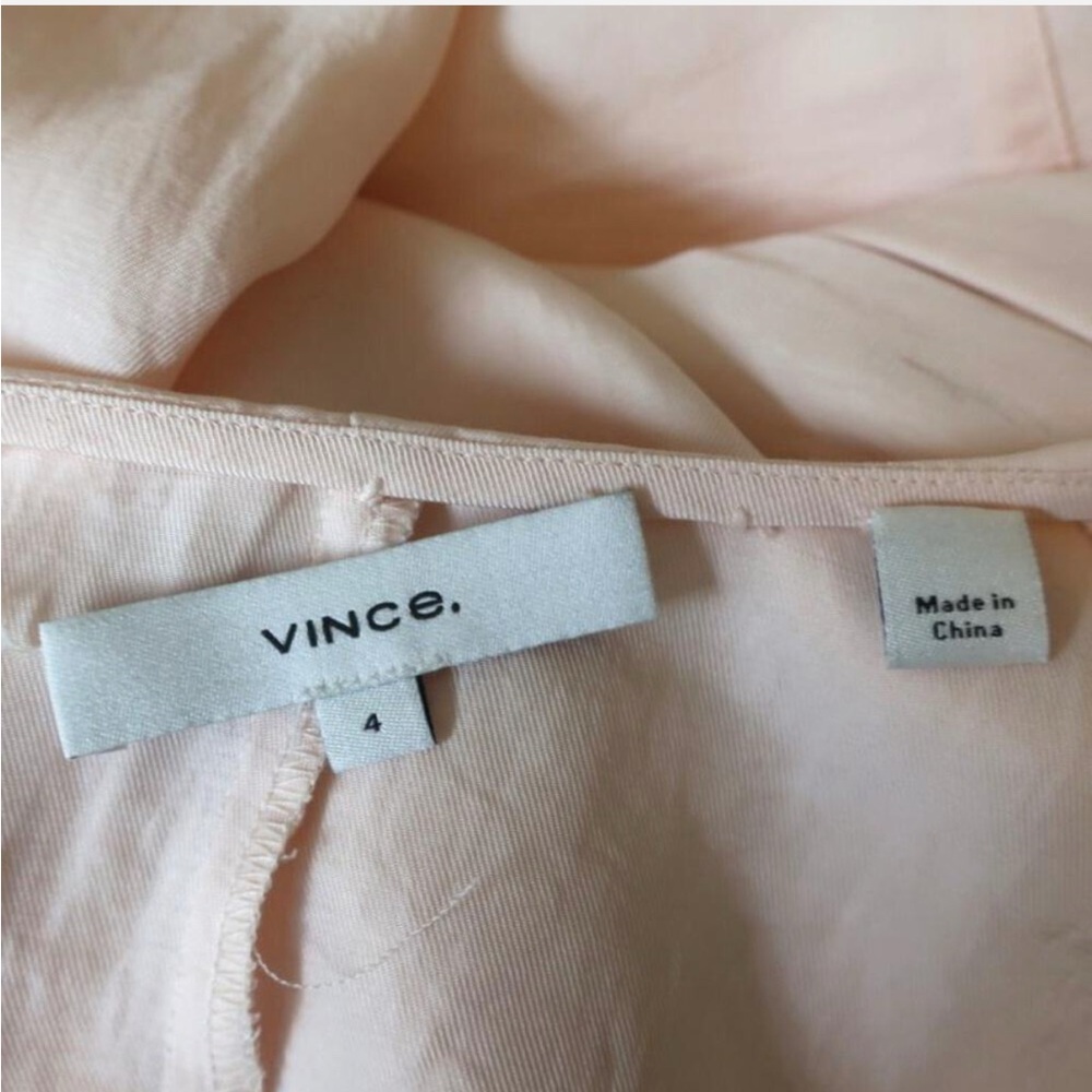 VINCE Light Pink Silk Midi Dress in Neutral Cream Small Size 4 - Picture 6 of 12
